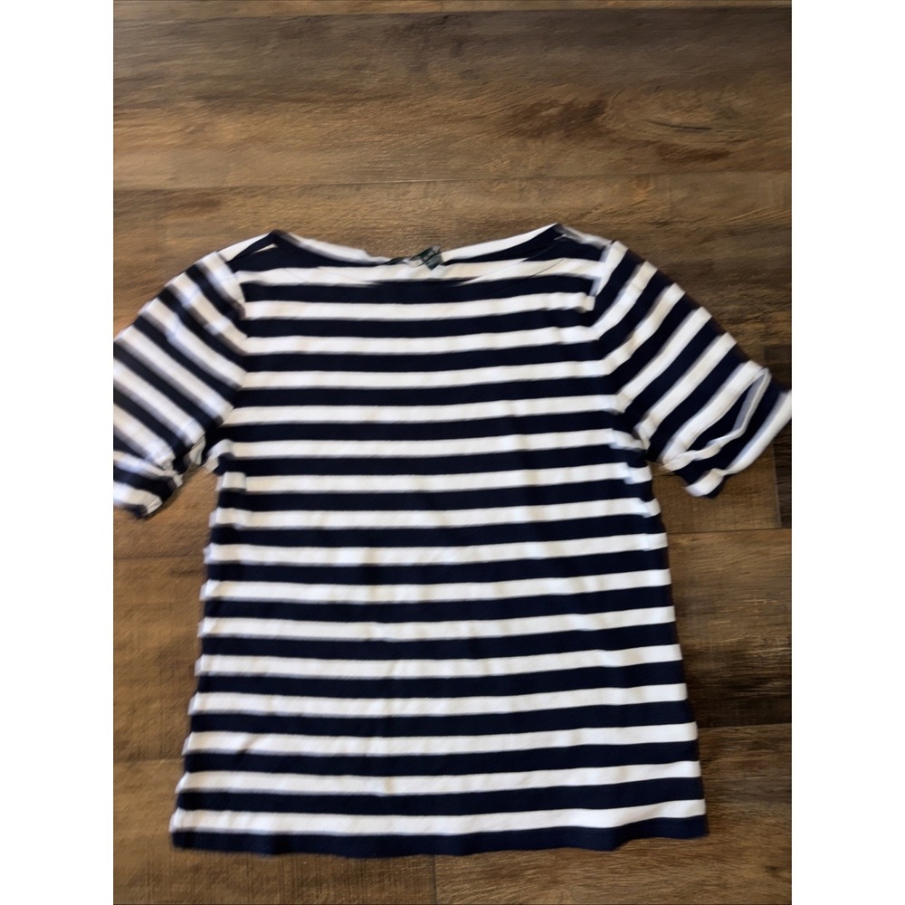 Lauren Ralph Lauren Shirt Women XL Short Sleeve Nautical Stripe Tee Old Money